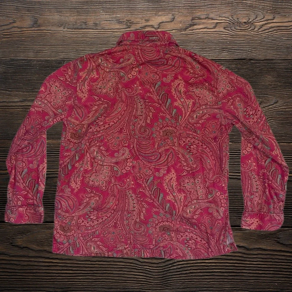 Lauren Ralph Lauren Medium Pink Paisley Cotton Blend Pajama Sleep Shirt Womens - Picture 2 of 8